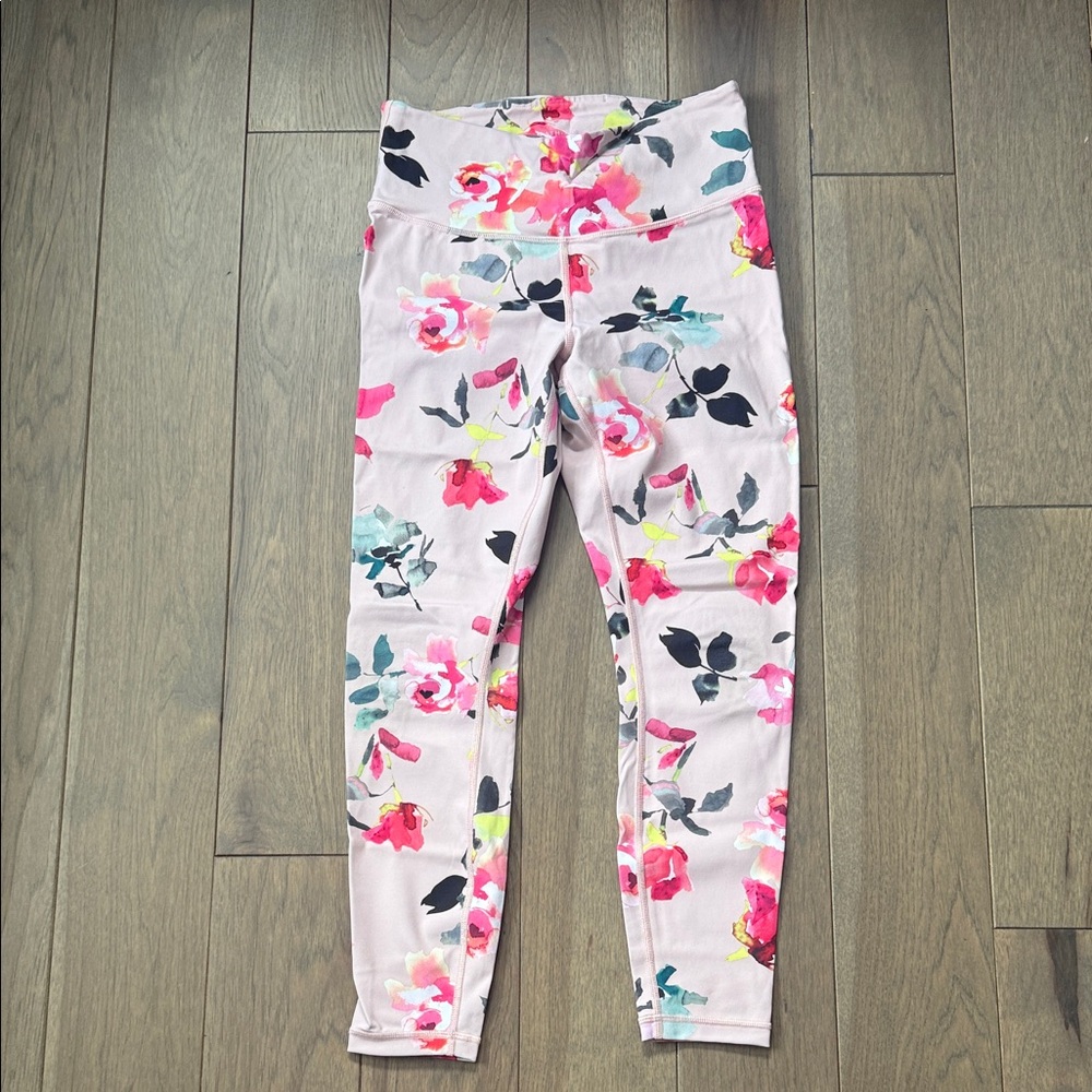 Athleta Floral Leggings - Pink and Black